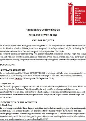 Call for projects for the 7th Final Cut in Venice