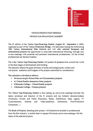 Press Release Venice Gap Financing Market